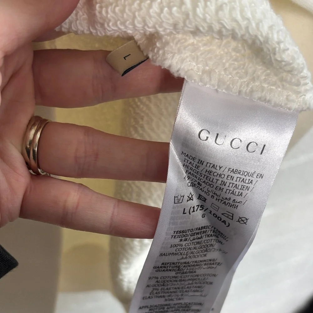 Gucci Interlocking G Embroidery Cotton Hooded Sweatshirt sz L